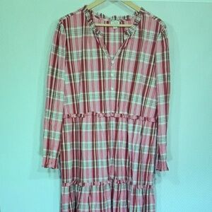 J. Crew Pink and White Plaid Maxi Dress
